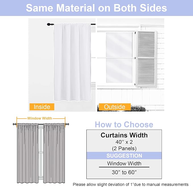 Simplebrand Ava Pure White Curtains 36 Inches Long 2 Panels, Light Filtering - Image 8