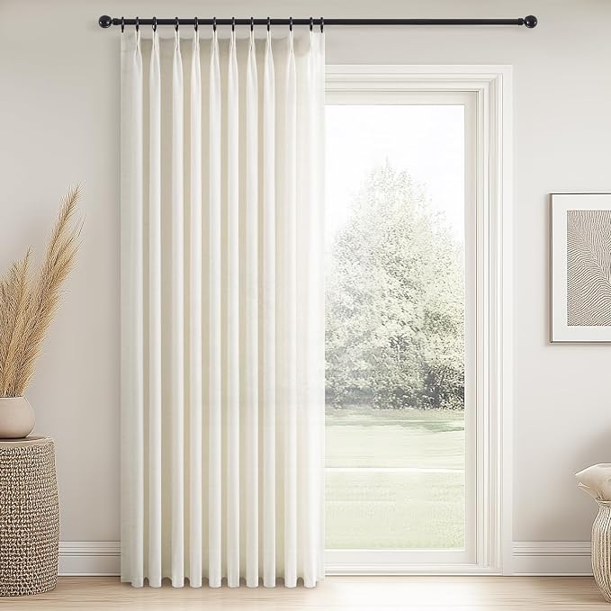 Topfinel Pinch Pleated Curtains 90 Inches Long 1 Panels Set, Natural Cream Semi by Topfinel