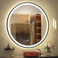 LED Sensor Mirror, Round Human Body Induction, Black Framed Vanity Mirror, Illuminated Dimmable Anti Fog IP44 Waterproof Wall Mounted Mirror (Human Sensor, 36"*36")