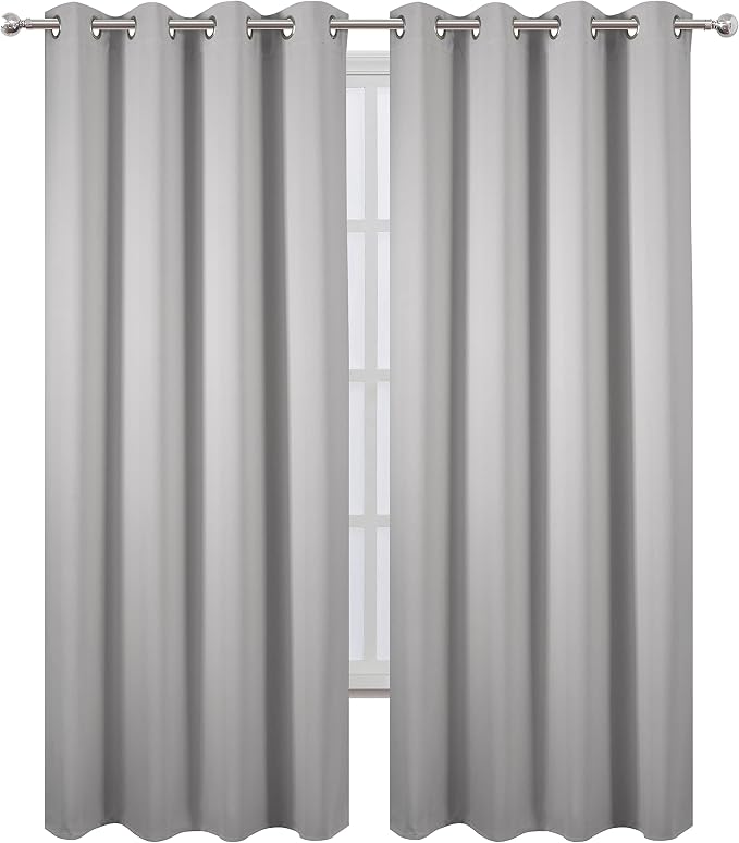 Blackout Curtains 52 x 84 inch/Light Grey Curtains Set of 2 Panels/Thermal - Image 2