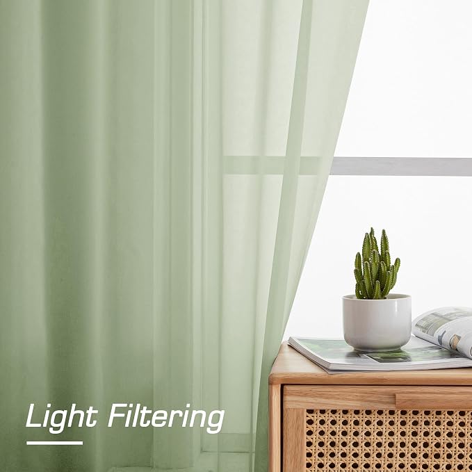 Sheer Curtains 78 inches Long 2 Panels Set - Image 2