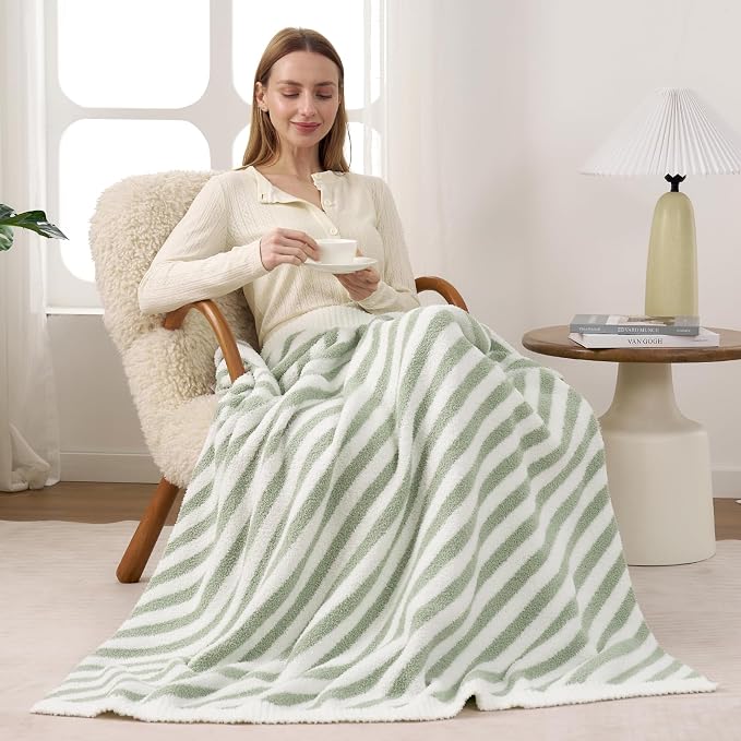Snuggle Sac Ultra Soft Throw Blanket, Sage Green, Cozy Knitted, Fuzzy Knit - Image 5