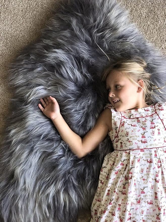 HUAHOO Premium Genuine Sheepskin Rug Grey Real Australia Sheepskin Natural - Image 4