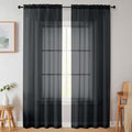 Sheer Black Curtains for Bedroom Living Room 90 Inches Long 2 Panels Set by WelvetBLK