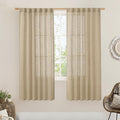 Brown Linen Boho Curtains 68 inch Length 2 Panels, 52 x 68 Inch | Light by LAMIT