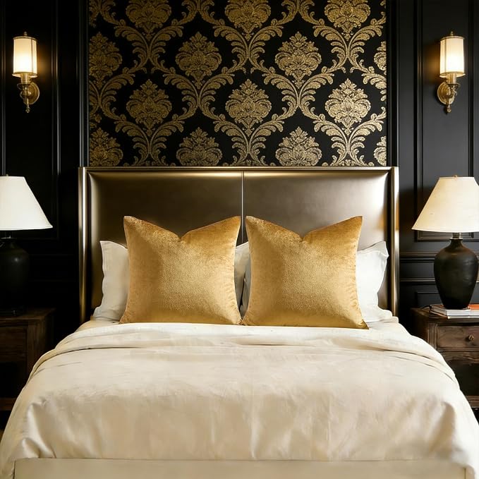 GIGIZAZA Golden Velvet Pillow Covers 26x26 Decorative Pillows Pack of 2 | Throw - Image 7