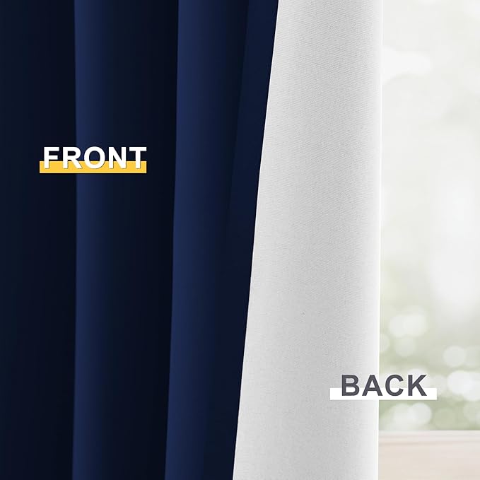 Yakamok Navy Blue 100% Blackout Curtains 84 Inches Long 50" Wide, 2 Panels | - Image 6