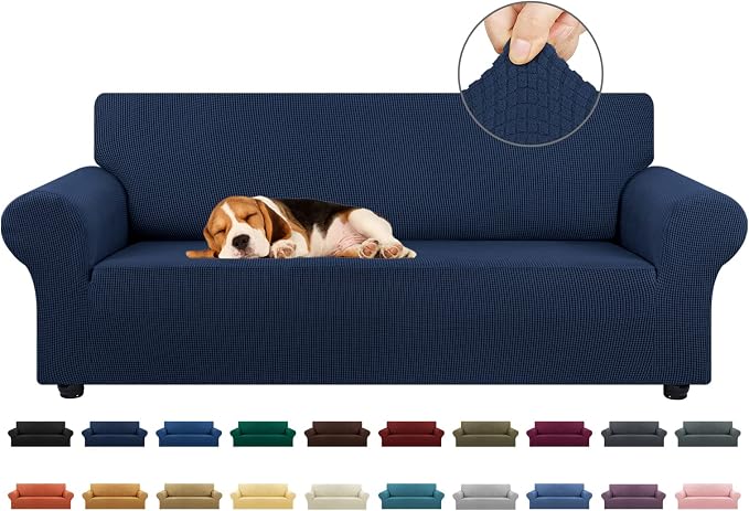 Stretch Couch Covers for Sofa, 3 Cushion Couch Slipcover, Elastic Bottom for by KEKUOU