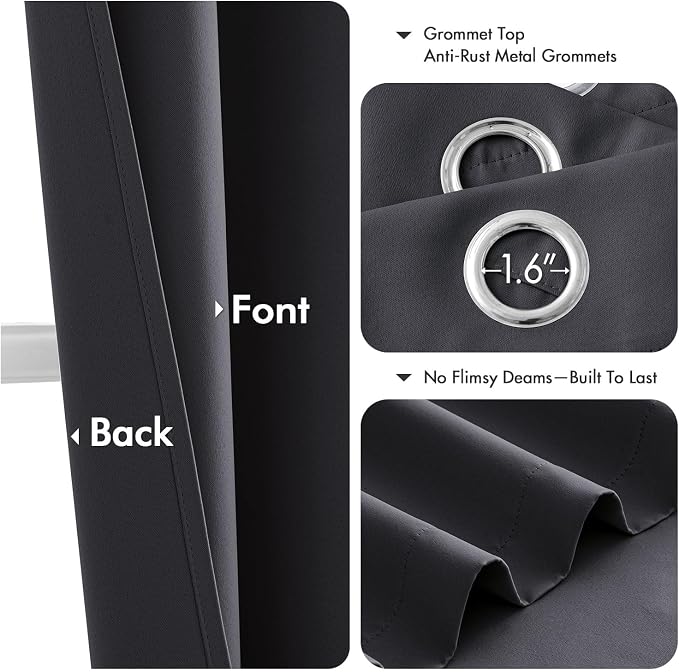 MIULEE Blackout Curtains for Bedroom 2 Panels 40 x 45 Inch Long Dark Grey | - Image 4