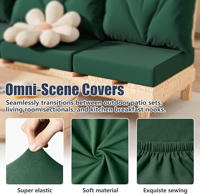 8Pcs Outdoor Cushion Covers, Stretch Patio Furniture Couch Chair Slipcovers | - Image 4
