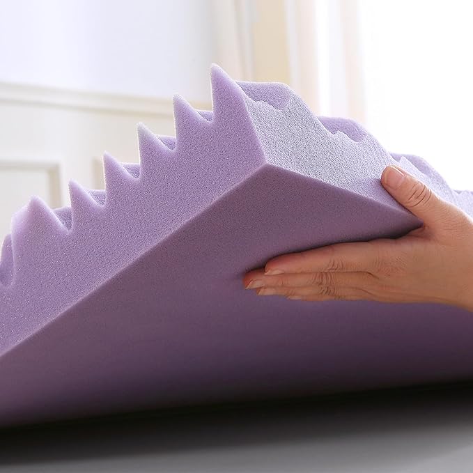 MUXHOMO 2 Inch 7-Zone Full Mattress Topper, Egg Crate Foam Mattress Topper Full Size for Back Pain, Lavender Cooling Gel Infused Bed Pad, CertiPUR-US and Oeko-TEX Certification (54"×75")