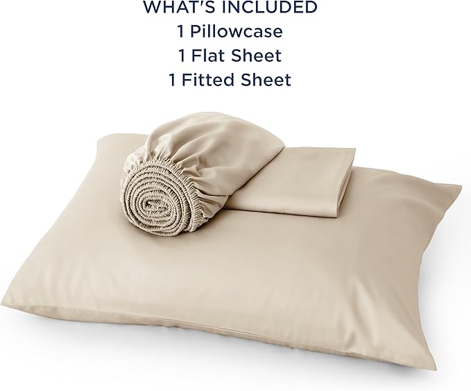 Bedsure Cooling Sheets Twin XL, Rayon Derived from Bamboo, Breathable & Soft Twin XL Sheet Sets, Deep Pocket Up to 16 Inches, Hotel Luxury Silky Dorm Bedding for Hot Sleepers, Beige