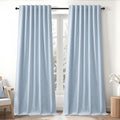 Topfinel Light Blue 120 Inch Blackout Linen Curtains 2 Panel Set by Topfinel