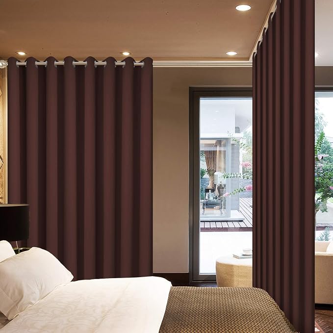 Yakamok Chocolate Brown Room Darkening Curtains 84 inch Sliding Door Drapes | 1 - Image 2