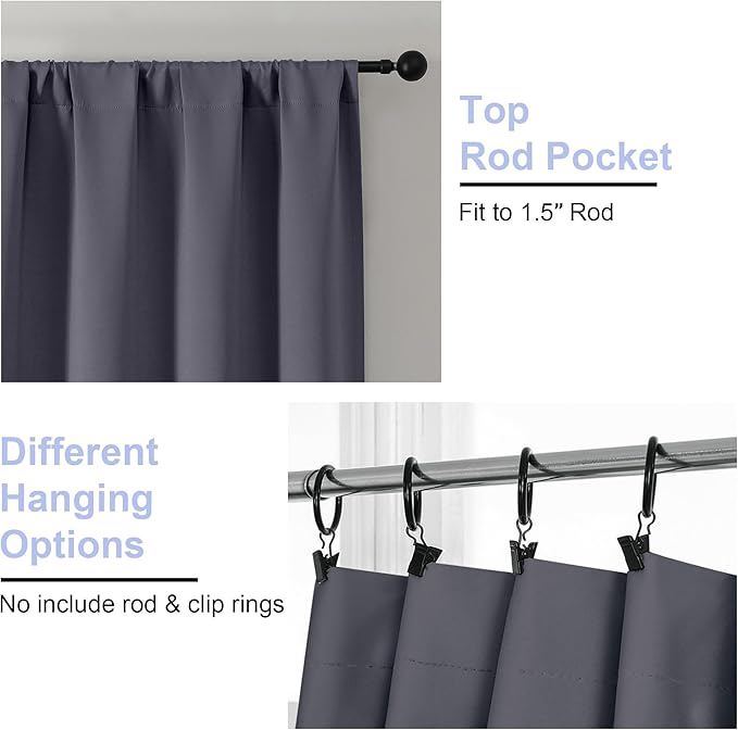 Simplebrand Ava Grey Blackout Curtains - Image 4
