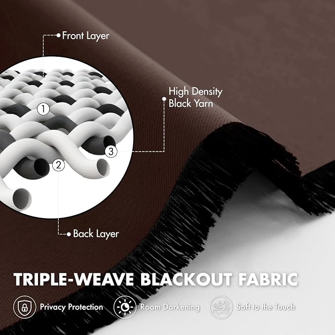 MIULEE 4 Panel Set Short Bedroom Blackout Curtains 54 Inch Long Dark Brown | - Image 3