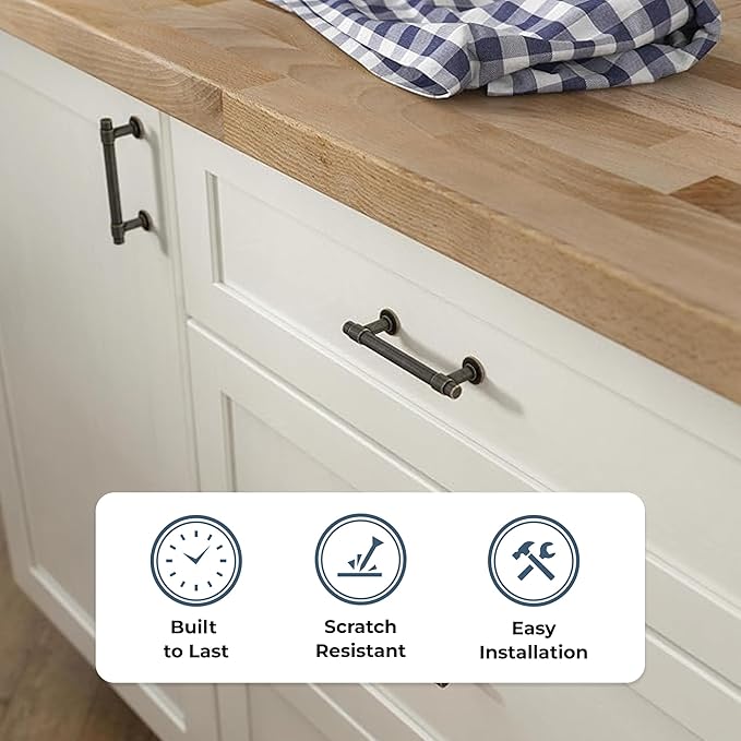 Franklin Brass - Francisco Warm Chestnut Cabinet Handles 3 Inch (3") Hole Center Pulls | Easy Install, Durable Hardware for Kitchen Cabinet Door, Drawers, Dresser Pull, Furniture (10 Pack)