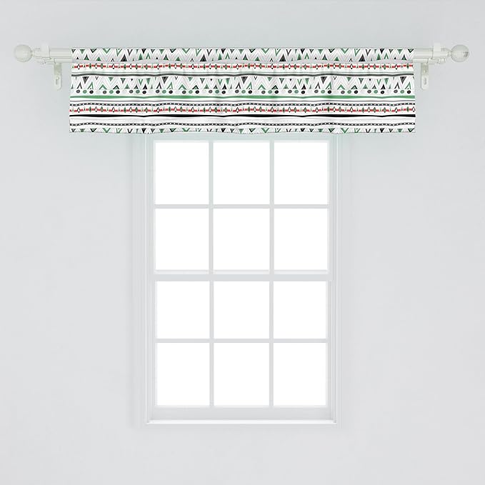 Ambesonne Tribal Window Valance, Style Traditional Aztec Pattern Old Fashioned Hippie Boho Influences, Curtain Valance for Kitchen Bedroom Decor with Rod Pocket, 54" X 12", Sea Green