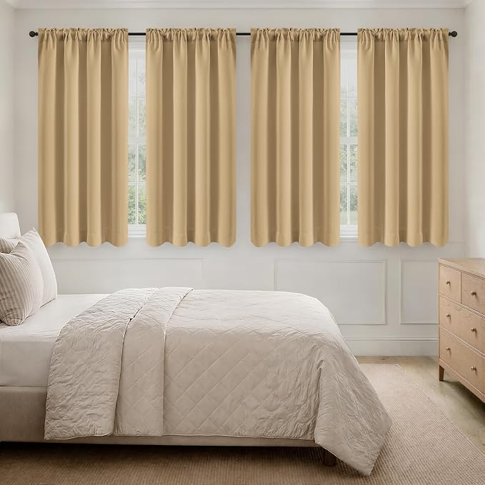MIULEE Dark Beige Blackout Curtains 4 Panels Set 72 Inch Length Bedroom | by MIULEE