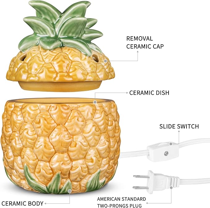 STAR MOON Wax Melt Warmer for Scented Wax Electric - Tropical Pineapple Design with Ceramic Warming Plate - Ideal for Home and Office - No Flame