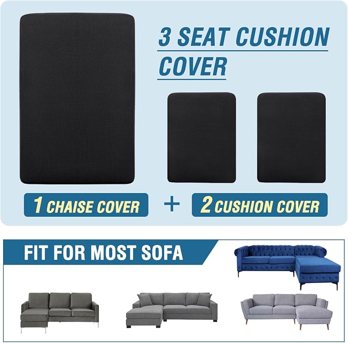 H.VERSAILTEX Sectional Couch Covers 3 Pieces Sofa Seat Cushion Covers L Shape - Image 8