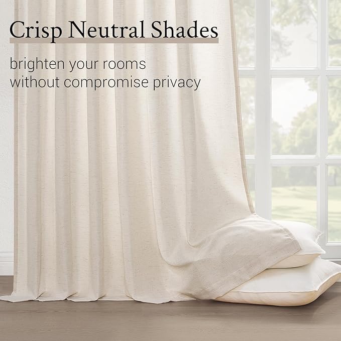 Topfinel Pinch Pleated Curtains 90 Inches Long 2 Panels Set, Ivory Beige Semi - Image 5