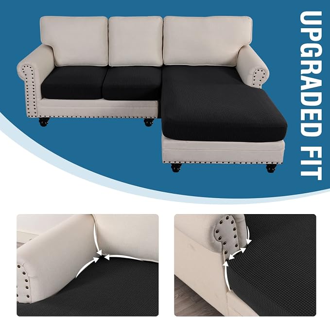 H.VERSAILTEX Sectional Couch Covers 3 Pieces Sofa Seat Cushion Covers L Shape - Image 7