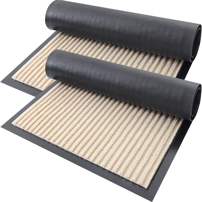 OLANLY 2-Pack Front Door Mats 29.5x17, Waterproof Heavy-Duty Doormats | Beige by OLANLY