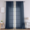 Chyhomenyc Navy Blue Sheer Curtains 96 Inches Long 2 Panels, Light Filtering by Chyhomenyc