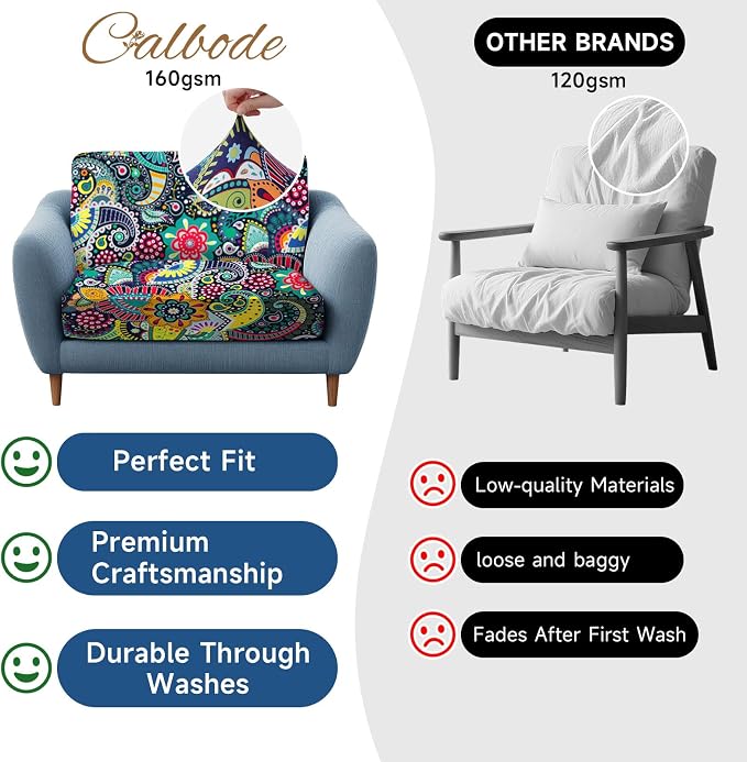 CALBODE 8Pcs Stretch Patio Cushion Cover, Boho Floral Couch & Sofa Slipcovers - Image 4