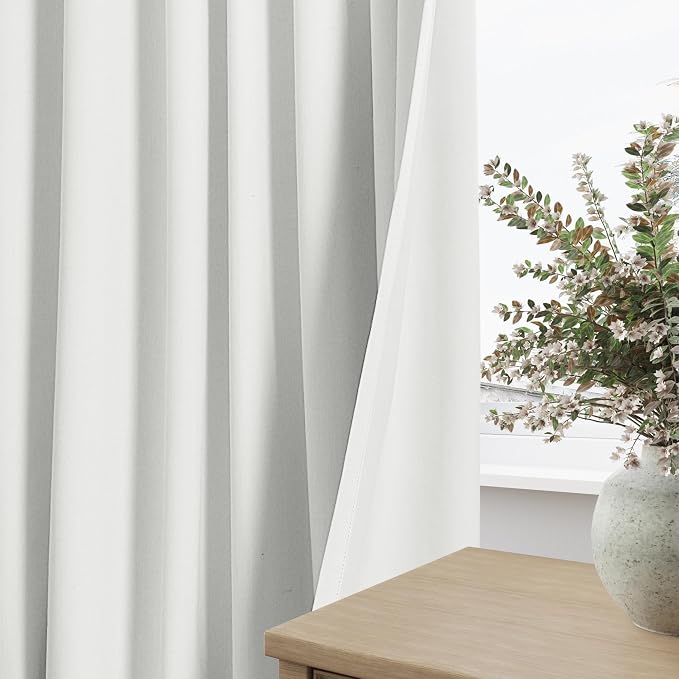 100% Blackout Linen Curtains 110 Inch Long by 52 Inch Wide 2 Panels Set - Image 4