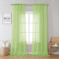 Lime Sheer Curtains 96 Inches Long 2 Panels, Dual Rod Pockets Living Room Decor by Lecloud