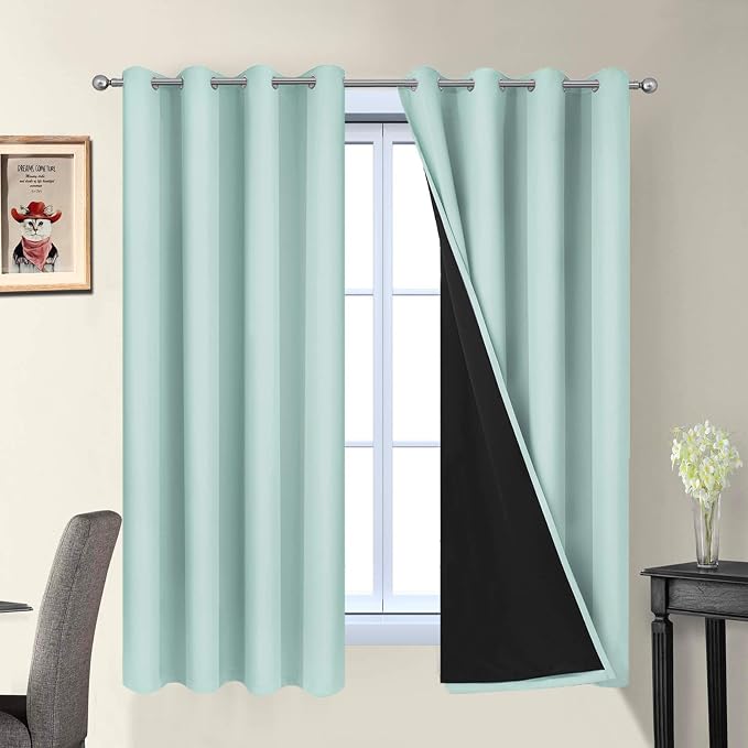 Yakamok Aqua 100% Blackout Curtains 63 Inches Long by Yakamok