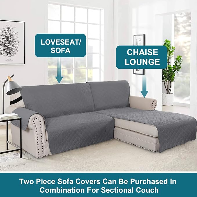 Turquoize 100% Waterproof Sofa Covers Chaise Lounge L Shape Sofa Protector Slip - Image 5
