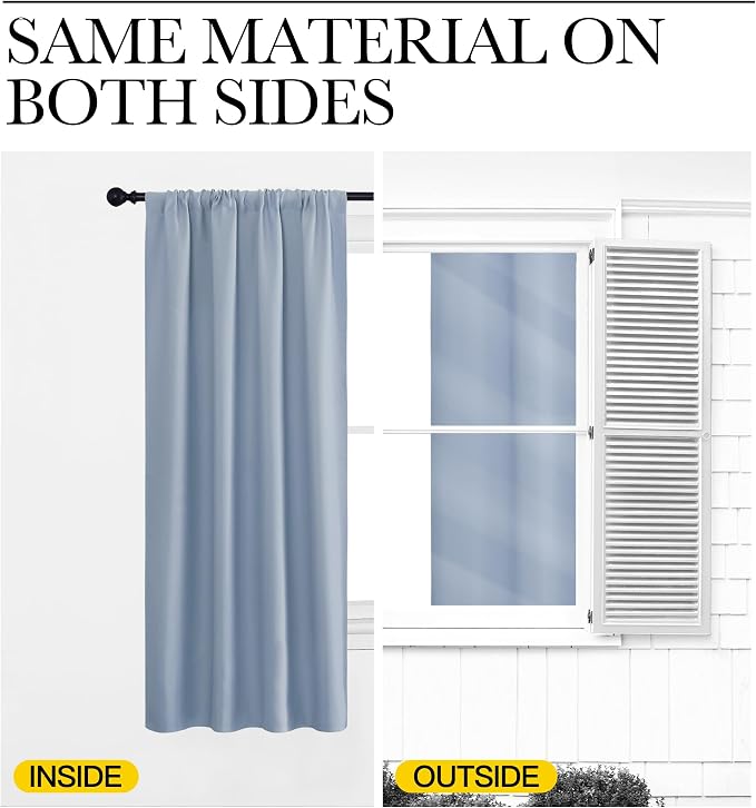 NICETOWN Blackout Curtains for Living Curtains, Vintage Blue, 1 Pair, 34-inch W - Image 5