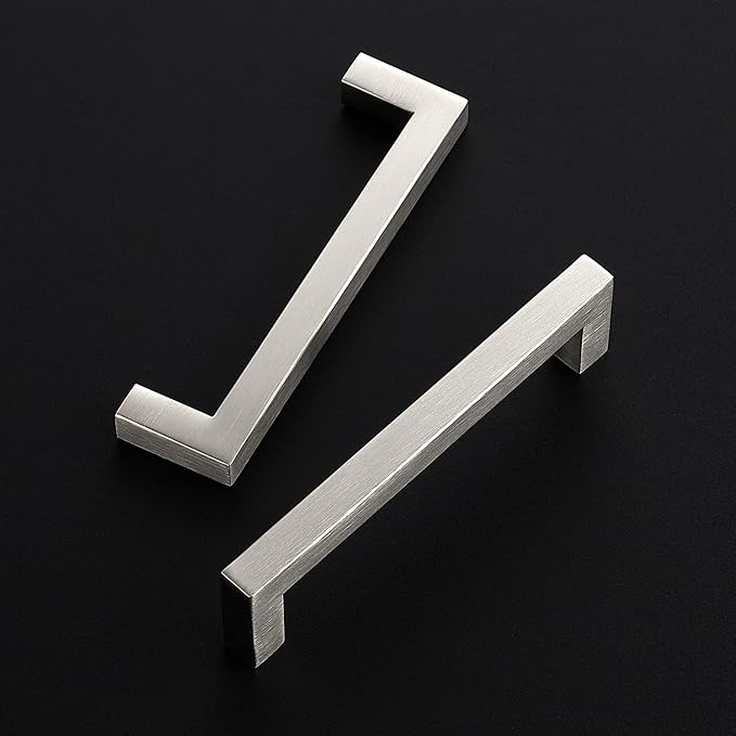 Ravinte 60 Pack Cabinet Handles Square Cabinets Cupboard Handles Brushed Nickel Drawer Pulls Stainless Steel Kitchen Cabinet Pulls Cabinet Hardware Drawer Handles 5 inch Hole Center