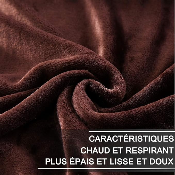 HOZY Soft Blanket King Size Fleece Warm Fuzzy Throw Blankets for The Bed Sofa Lightweight 350GSM Chocolate 90"*108"