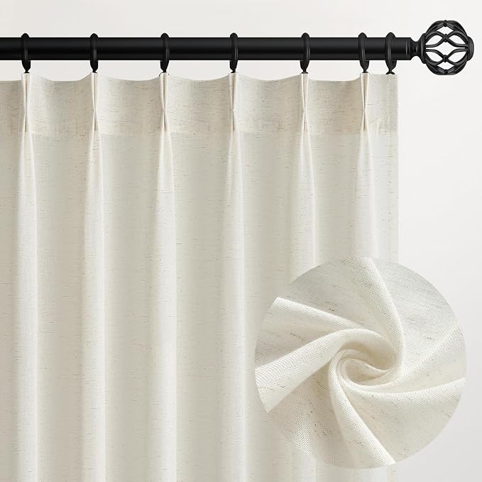 Topfinel Natural Pinch Pleated Linen Curtains 84 Inch Length 1 Panels by Topfinel