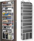 Over The Door Organizer Closet,6 Bins 12 Side Pockets,Hanging Organizer,Anti Tilt 50 lbs Load Organizers and Storage with Clear Window for Bedroom,Nursery,Rv,Bathroom,Camper(Grey)