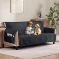 Quilted Black Sofa Slipcovers by Pamhaven