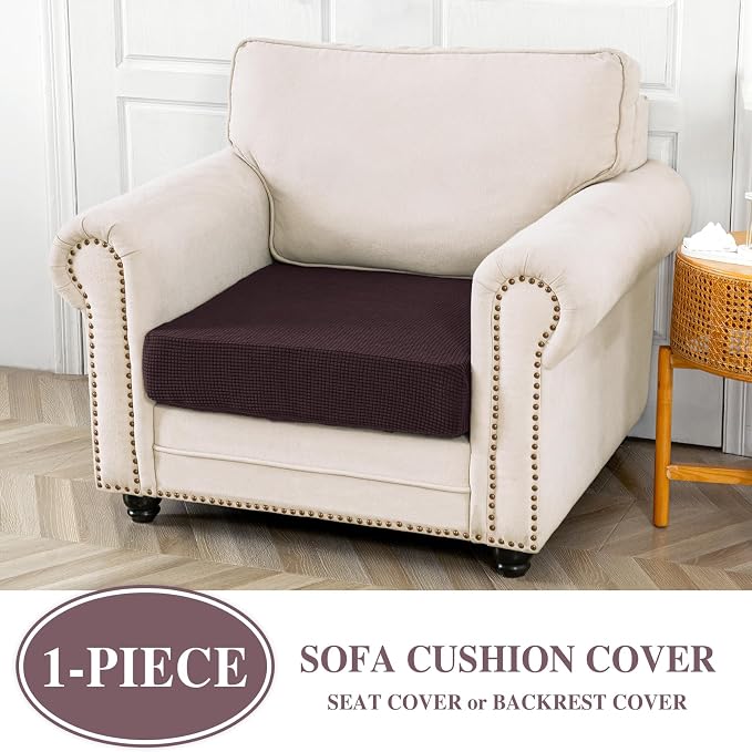 LA MEACK Couch Cushion Cover Seat Cushion Cover Stretch Armchair Cover Separate - Image 2