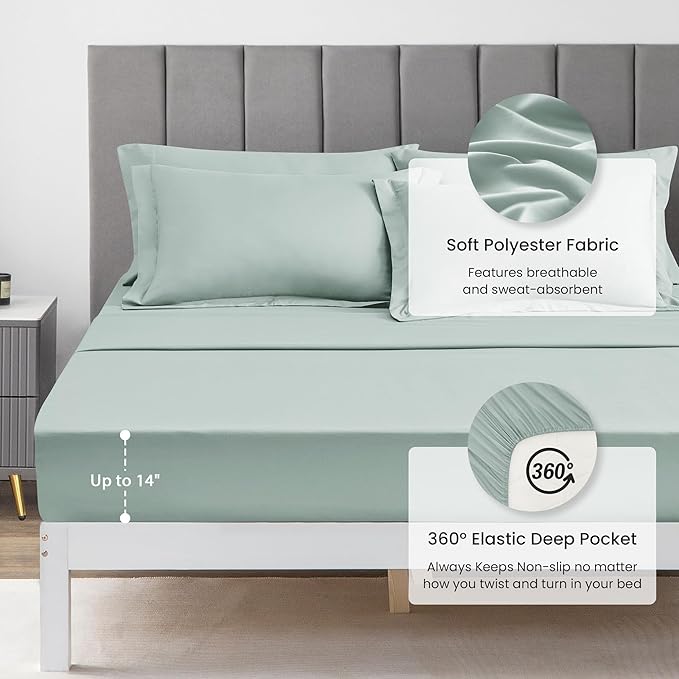 Love's cabin Twin XL Comforter Set Aqua, 5 Pieces Twin XL Bed in a Bag, All Season Bedding Sets with 1 Comforter, 1 Flat Sheet, 1 Fitted Sheet, 1 Pillowcase and 1 Pillow Sham