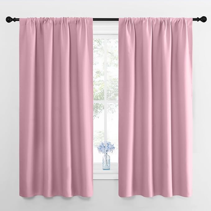 NICETOWN Kitchen Curtains, Short Blackout Curtains & Drapes, Rouge Pink by NICETOWN