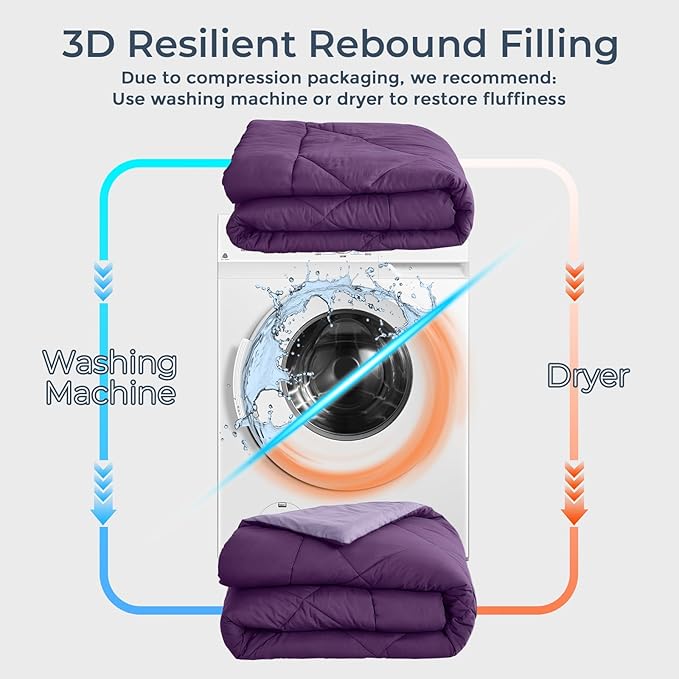 HEVUMYI Purple & Light Purple King Comforter Set - 7-Piece All Season Bed in a Bag King, Ultra Soft Bedding Set with Comforter, Flat Sheet, Fitted Sheet, Pillowcases, Pillow Shams