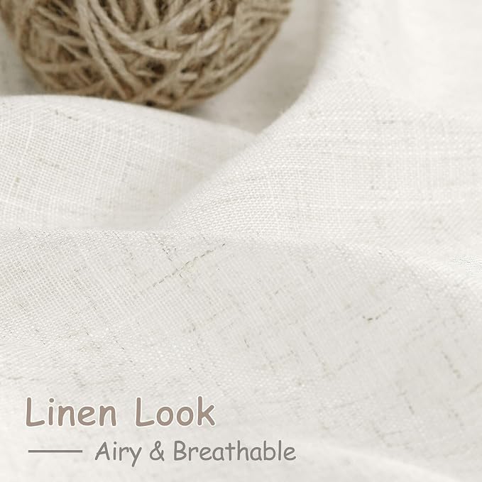 Beige White Linen Curtains 36 Inch Length Cortinas para Cocina Kitchen Semi - Image 4