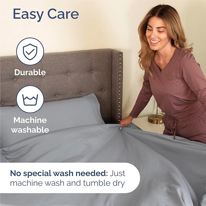 Full 6 Piece Sheet Set - Comfy Breathable & Cooling - Ultra-Soft Hotel Luxury Bedding Set with 8-16 Inch Deep Pockets - 1 Flat & 1 Fitted Sheet & 4 Pillowcases - Wrinkle Free & Easy Care - Steel Blue