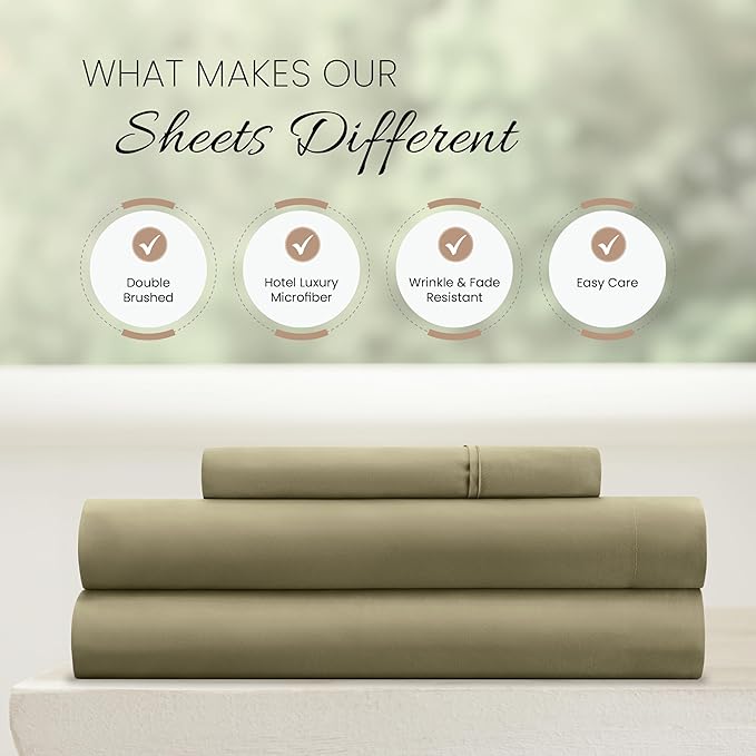 Linen Market Bed Sheets for Twin Size Bed (Sage) - Sleep Better Than Ever with These Soft and Cooling Twin Sheets - Deep Pocket Fits 16" Thick Beds - 3 Piece Twin Sheet Set