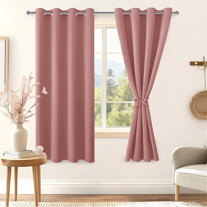 Blackout Curtains for Bedroom, 52 x 63 Inches Length, Dusty Rose | Thermal - Image 8
