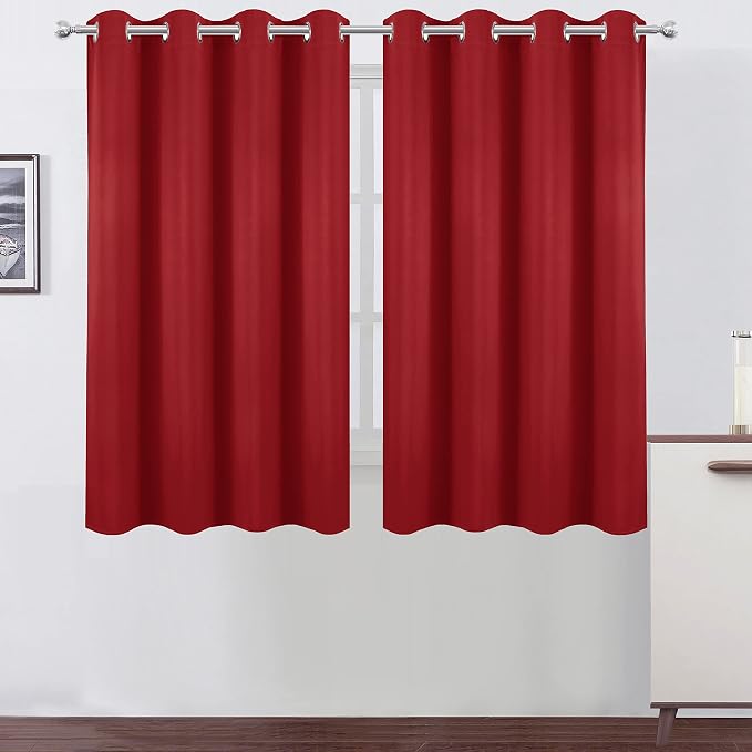 Bright Red Blackout Curtains 52 x 54 Inch Length/Set of 2 Curtain by Lemomo
