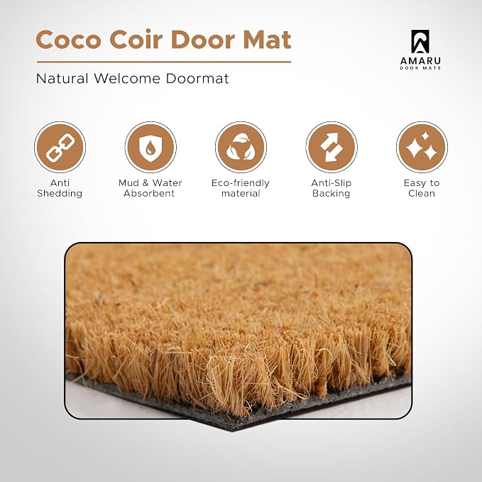 Coir Welcome Mat, 24 x 36 in | 100% Natural Coir, Anti-Shedding, Durable PVC - Image 4